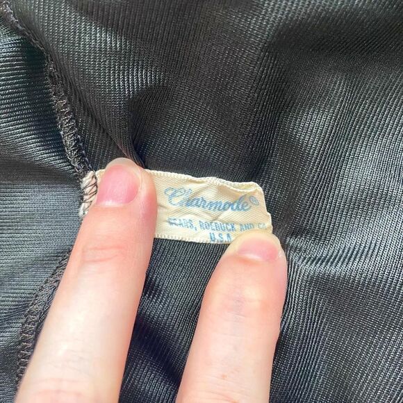 Vintage 60s Sears Black Slip Dress - Picture 4 of 4